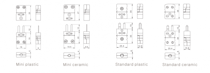 Dactylographiez à K/J/E/N/T/R/S la prise de thermocouple standard et mini à hautes températures