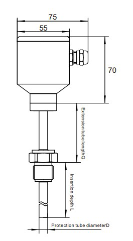 Dactylographiez à type engainé classe du capteur de température de K solides solubles 316 K de thermocouple Un IP67