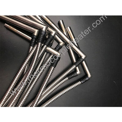 Élément de chauffage à cartouche électrique en forme de L avec tube métallique flexible