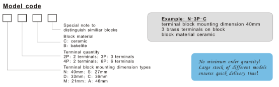2-6 bloc en céramique D-2P-C de connexion terminale de composants de thermocouple de goupilles