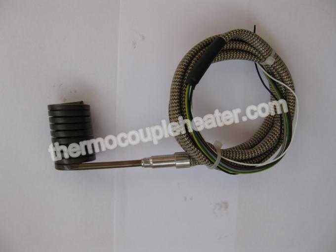 Mini appareil de chauffage de bobine fil de connexion de fibre de verre avec de thermocouple du type J ou du K d'acier inoxydable coquille 1m